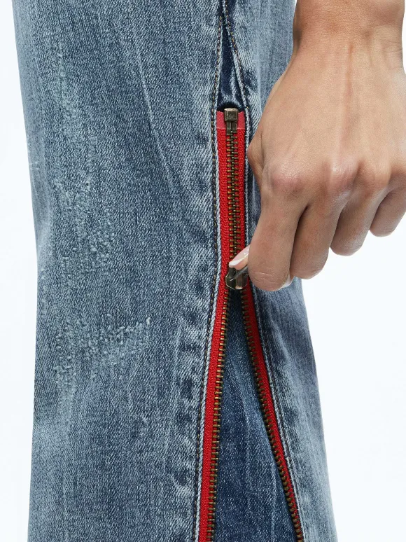 Rey Side Zipper Wide Leg Jean | Alice and Olivia Online