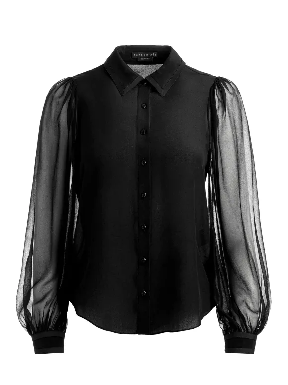 Roanne Blouson Sleeve Button Down | Alice and Olivia Shop