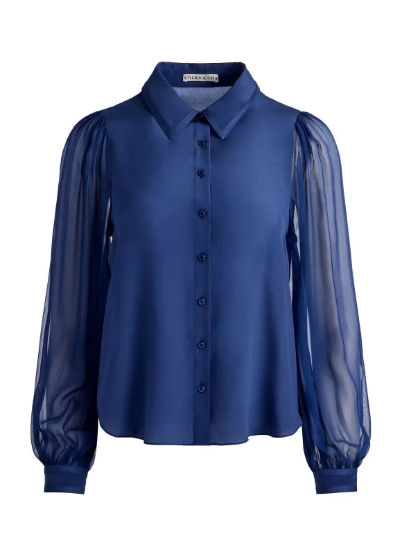 Roanne Blouson Sleeve Button Down | Alice and Olivia Cheap