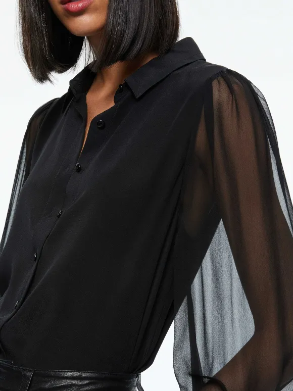Roanne Blouson Sleeve Button Down | Alice and Olivia Shop