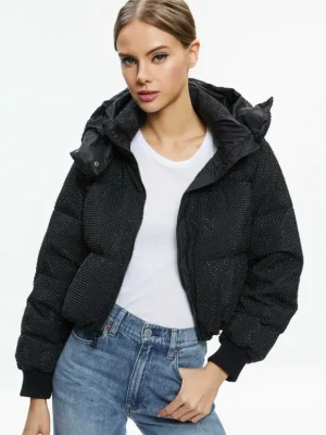 Robena Crystal Embellished Cropped Puffer | Alice and Olivia Best