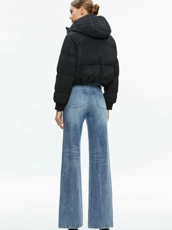 Robena Crystal Embellished Cropped Puffer | Alice and Olivia Best