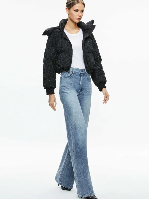 Robena Crystal Embellished Cropped Puffer | Alice and Olivia Best