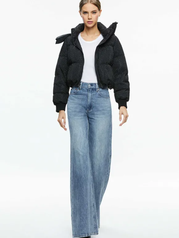 Robena Crystal Embellished Cropped Puffer | Alice and Olivia Best