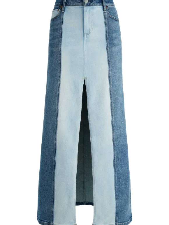 Rye Denim Two Tone Maxi Skirt | Alice and Olivia Discount