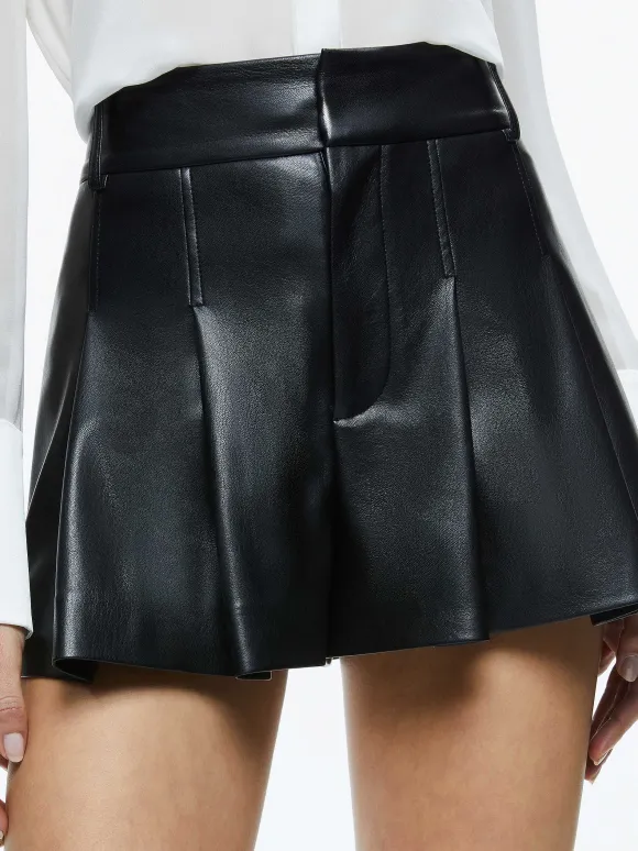 Scarlet High Rise Vegan Leather Flutter Shorts | Alice and Olivia Outlet