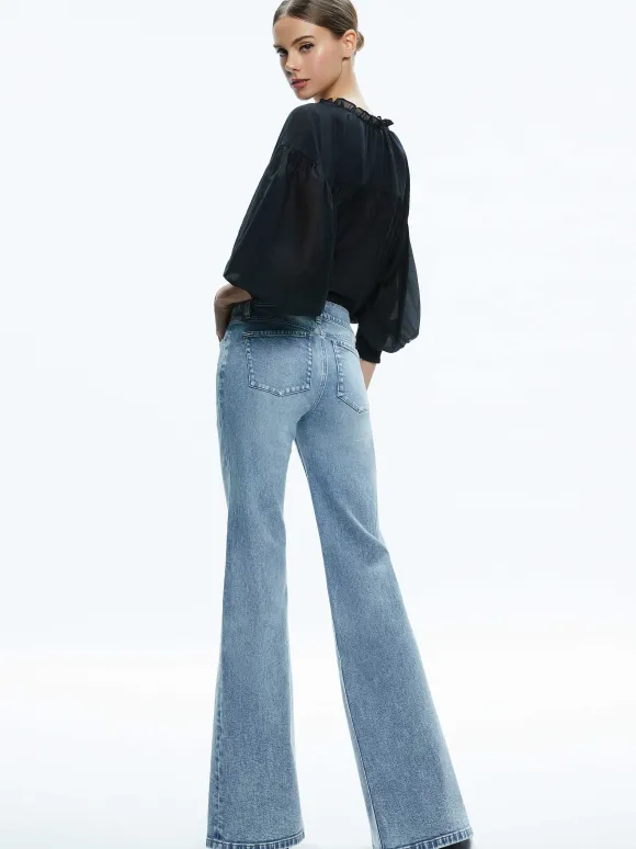 Sedona Low Rise Center Front Slits Flare Jean | Alice and Olivia Flash Sale