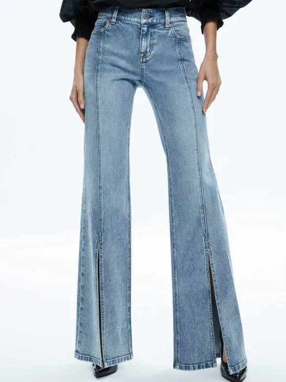 Sedona Low Rise Center Front Slits Flare Jean | Alice and Olivia Flash Sale