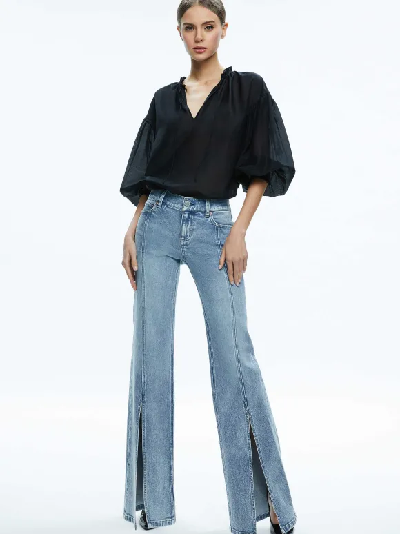 Sedona Low Rise Center Front Slits Flare Jean | Alice and Olivia Flash Sale