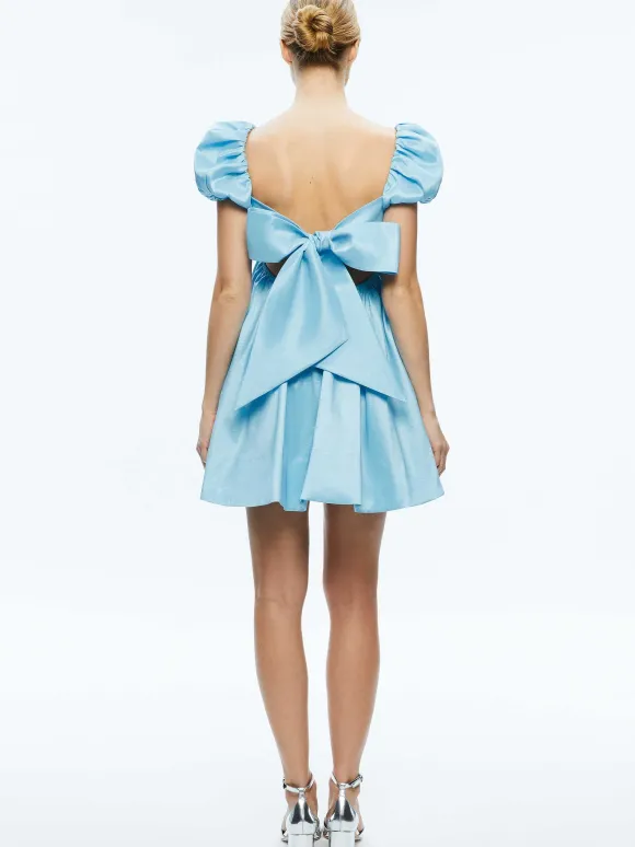Sharilyn Bubble Sleeve Tie Back Mini Dress | Alice and Olivia Fashion