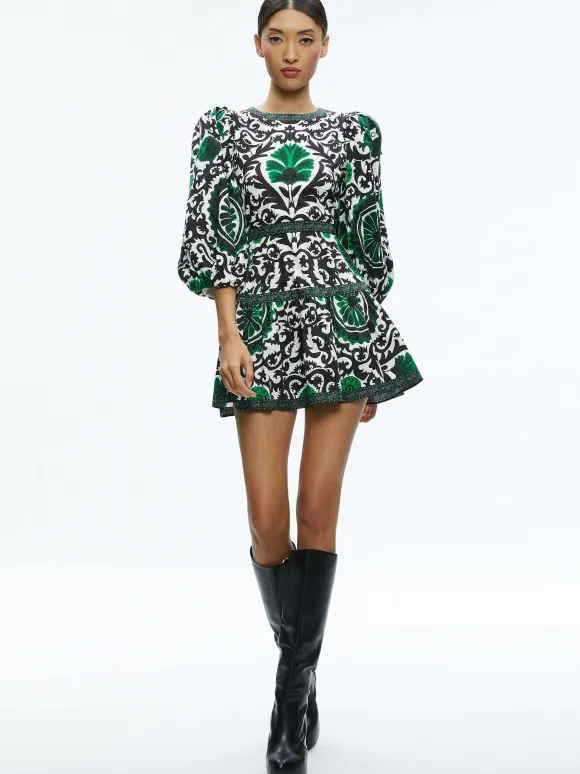 Shayla Pleated Sleeve Tiered Dress | Alice and Olivia Discount