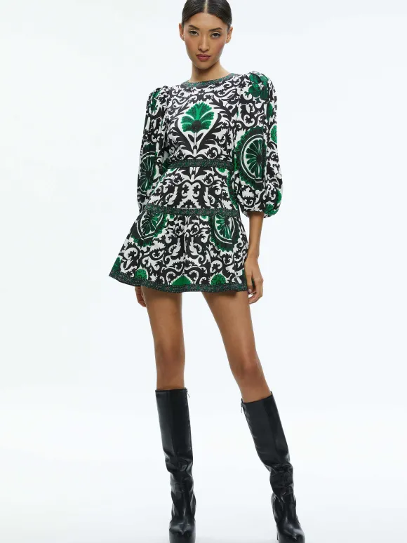 Shayla Pleated Sleeve Tiered Dress | Alice and Olivia Discount