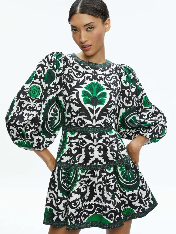 Shayla Pleated Sleeve Tiered Dress | Alice and Olivia Discount