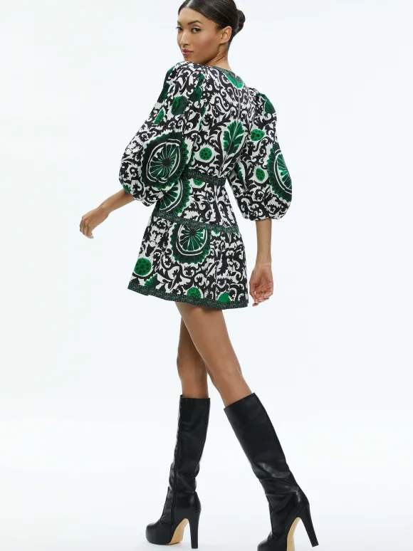 Shayla Pleated Sleeve Tiered Dress | Alice and Olivia Discount