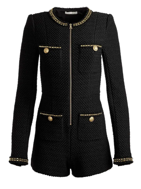 Shiloh Gold Zipper Romper | Alice and Olivia Best Sale