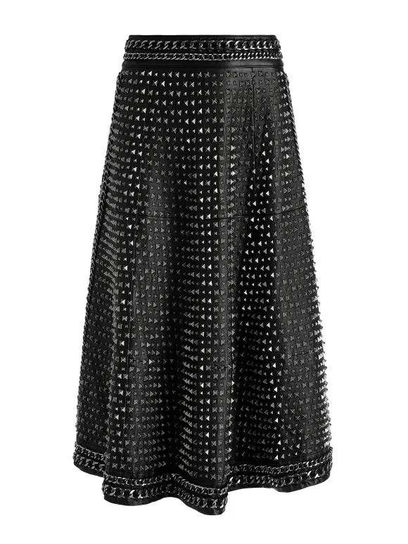 Sosie Studded Leather Midi Skirt | Alice and Olivia Flash Sale