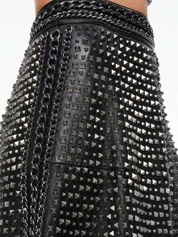Sosie Studded Leather Midi Skirt | Alice and Olivia Flash Sale