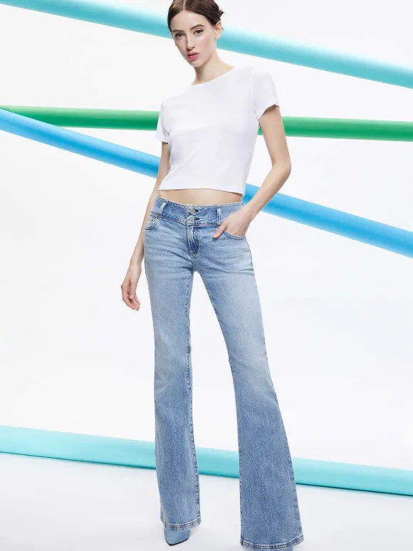 Stacey Low Rise Bell Bottom Jean | Alice and Olivia Sale