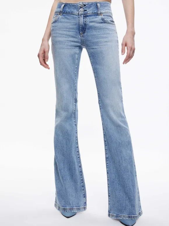 Stacey Low Rise Bell Bottom Jean | Alice and Olivia Sale