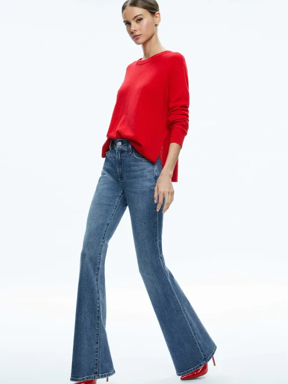 Stacey Mid Rise Bell Jean | Alice and Olivia Sale