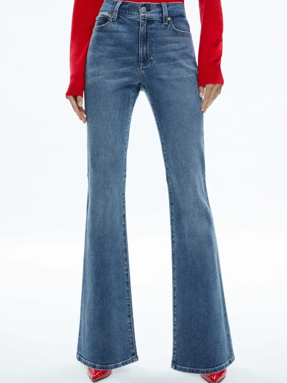 Stacey Mid Rise Bell Jean | Alice and Olivia Sale