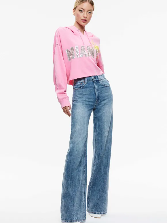 Sunny Boxy Cropped Hoodie | Alice and Olivia Shop