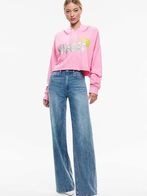 Sunny Boxy Cropped Hoodie | Alice and Olivia Shop