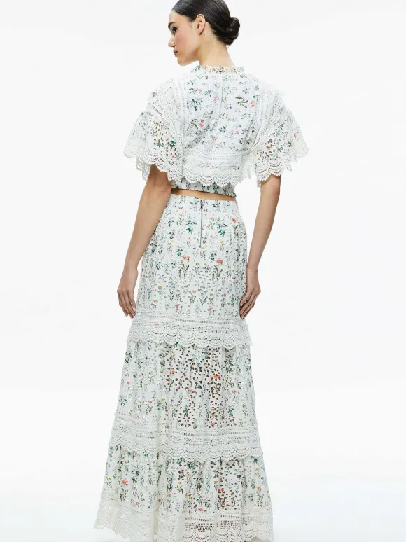 Tabitha Lace Button Front Cropped Blouse | Alice and Olivia Fashion