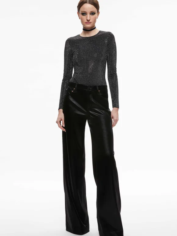 Taeyn Embellished Crew Neck Bodysuit | Alice and Olivia Online