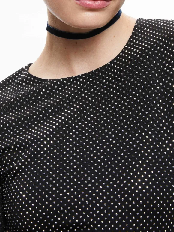 Taeyn Embellished Crew Neck Bodysuit | Alice and Olivia Online