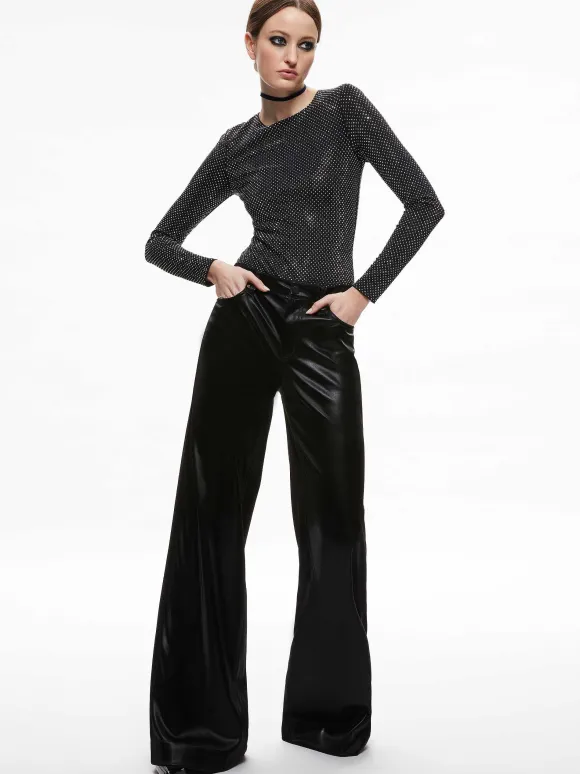 Taeyn Embellished Crew Neck Bodysuit | Alice and Olivia Online