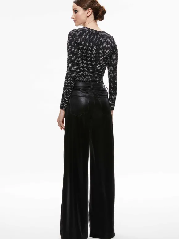 Taeyn Embellished Crew Neck Bodysuit | Alice and Olivia Online