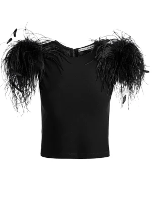 Tamica Feather Detail Top | Alice and Olivia Hot