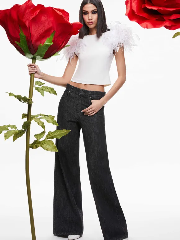 Tamica Feather Detail Top | Alice and Olivia Clearance