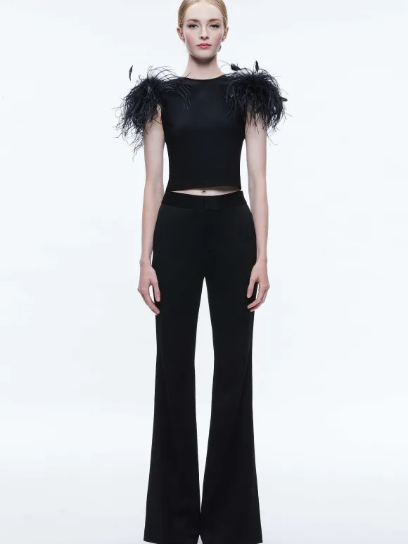 Tamica Feather Detail Top | Alice and Olivia Hot