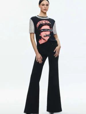 Tari Embellished Crystal Sleeve Tee | Alice and Olivia Cheap