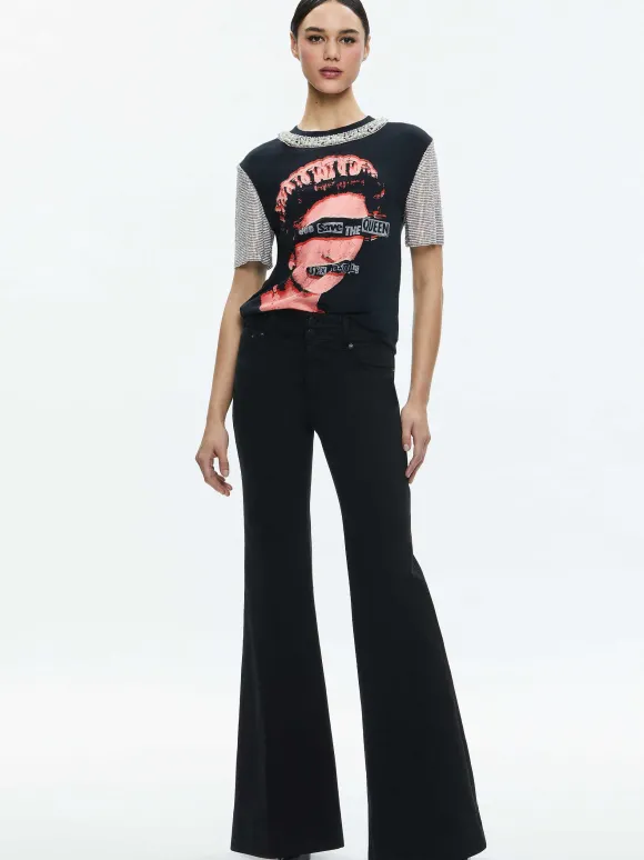 Tari Embellished Crystal Sleeve Tee | Alice and Olivia Cheap