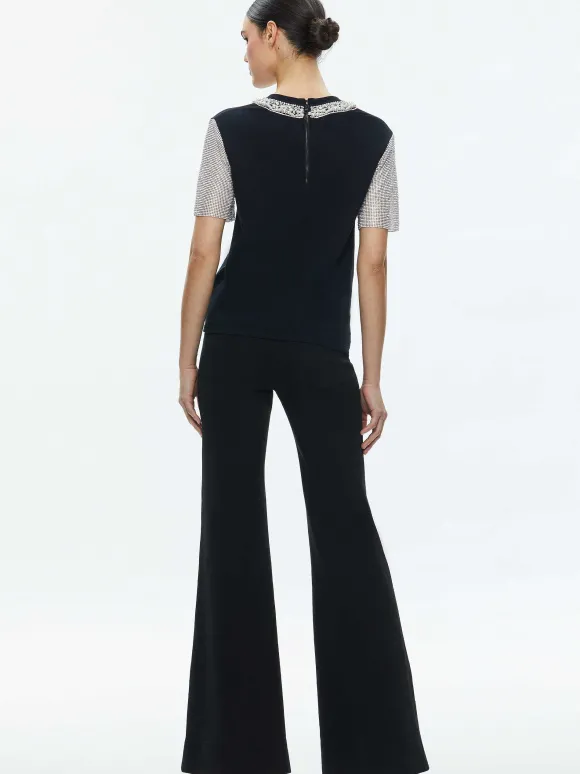 Tari Embellished Crystal Sleeve Tee | Alice and Olivia Cheap