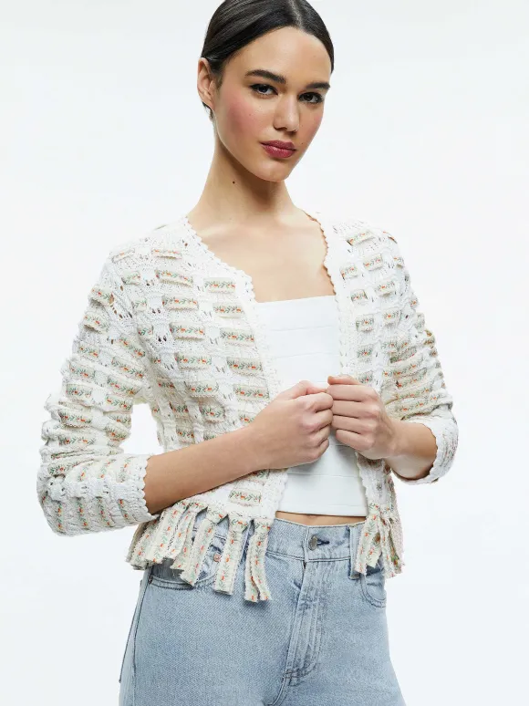 Tawna Ribbon Cardigan | Alice and Olivia Sale