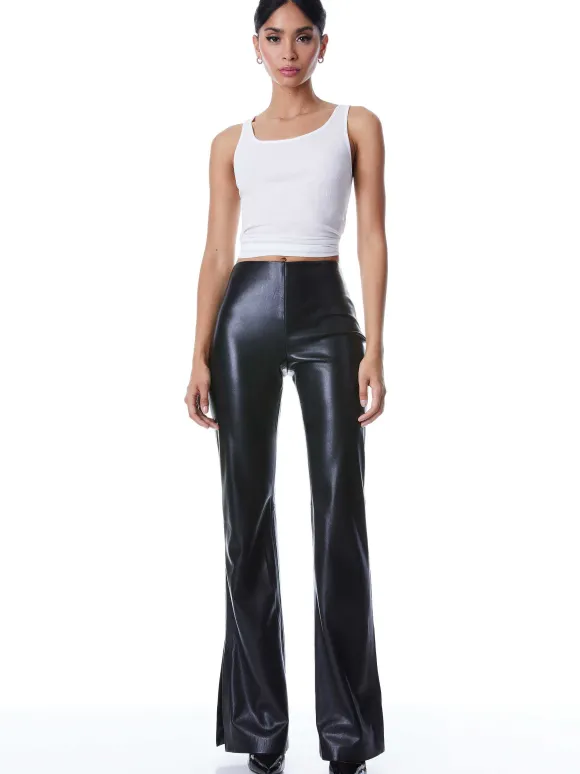 Teeny Vegan Leather Side Slit Pant | Alice and Olivia Best Sale