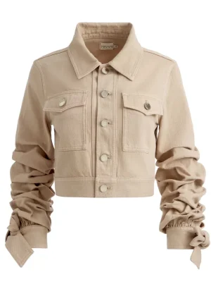 Tiff Denim Jacket With Bow Sleeve | Alice and Olivia Best
