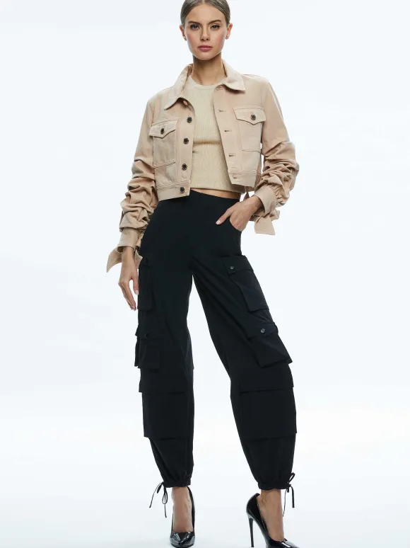 Tiff Denim Jacket With Bow Sleeve | Alice and Olivia Best