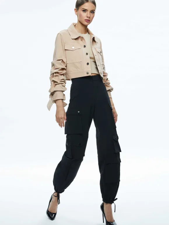 Tiff Denim Jacket With Bow Sleeve | Alice and Olivia Best
