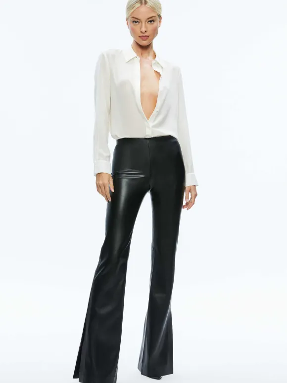 Tina Vegan Leather Split Hem Pant | Alice and Olivia Clearance