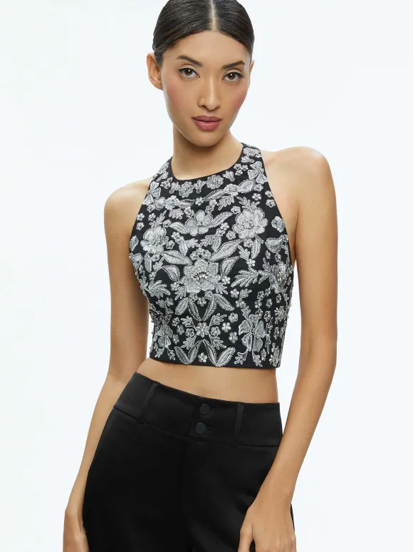 Tru Racer Back Fitted Crop Top | Alice and Olivia Outlet