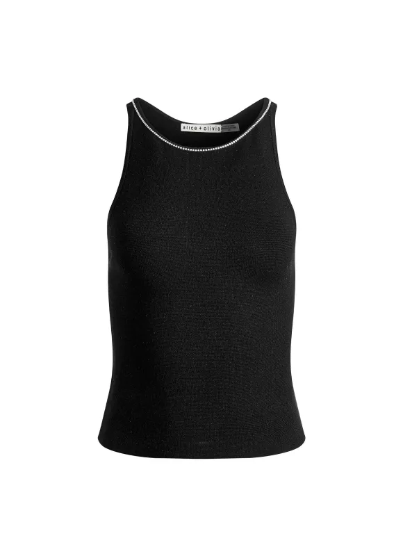 Val Crystal Fringe Cutout Tank | Alice and Olivia Outlet
