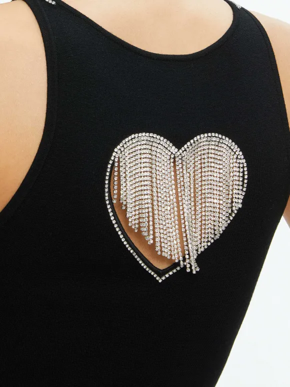 Val Crystal Fringe Cutout Tank | Alice and Olivia Outlet