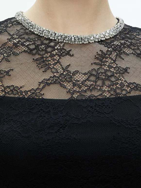 Vanita Embellished Neck Lace Crop Top + Iyanna Lace Maxi Skirt | Alice and Olivia Discount