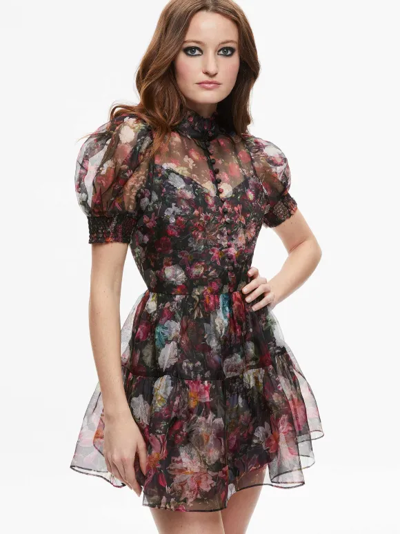 Vernita Puff Sleeve Mini Dress | Alice and Olivia Clearance
