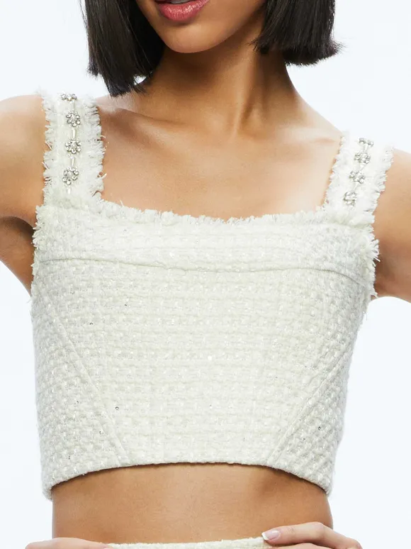 Vicenta Embellished Structured Corset + Ecenia Mini Skirt | Alice and Olivia Discount